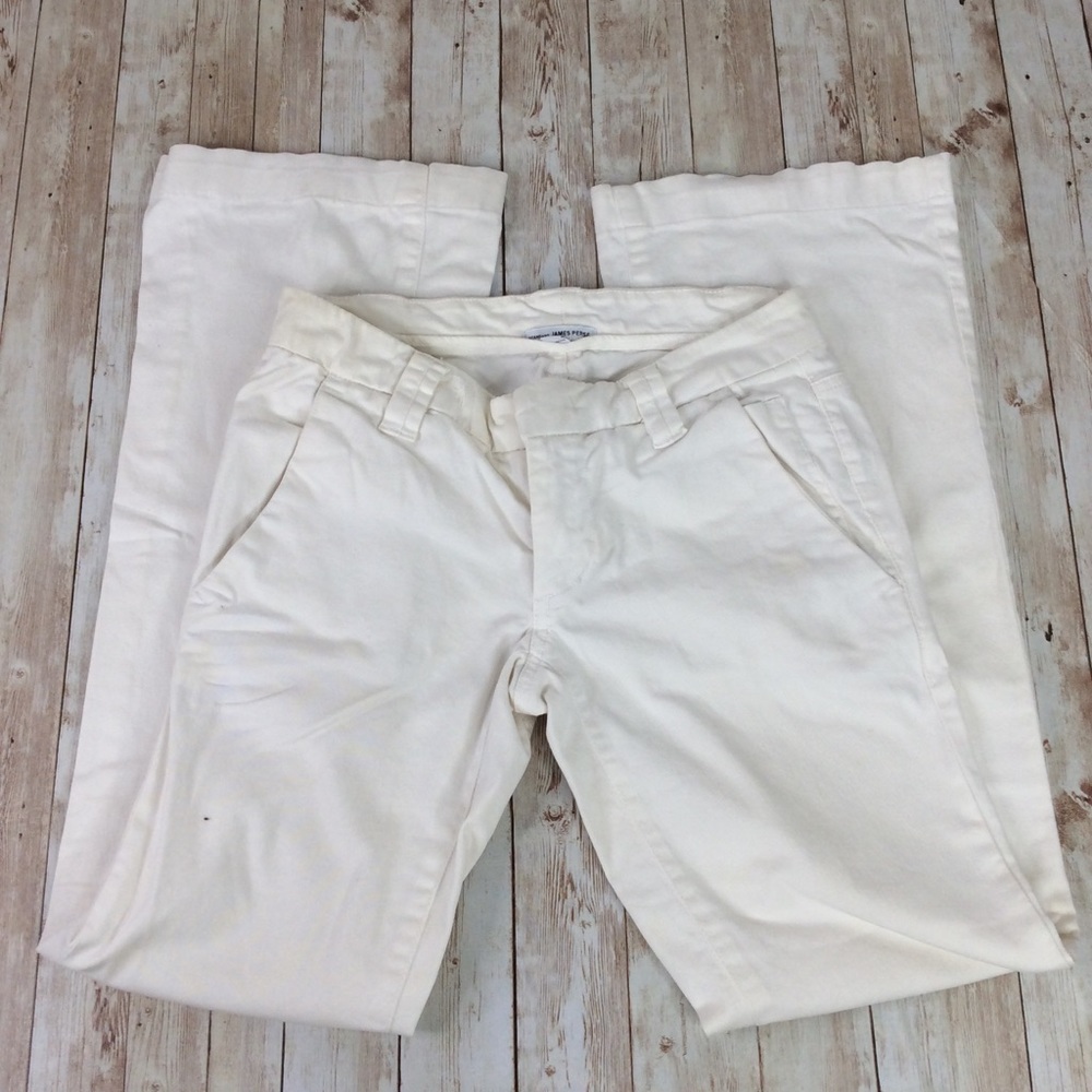 James Perse Pants White Cargo Khaki Flare Leg